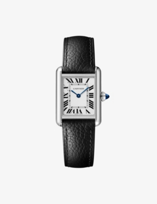 CARTIER: CRWSTA0089 Tank Must small stainless-steel and leather quartz watch