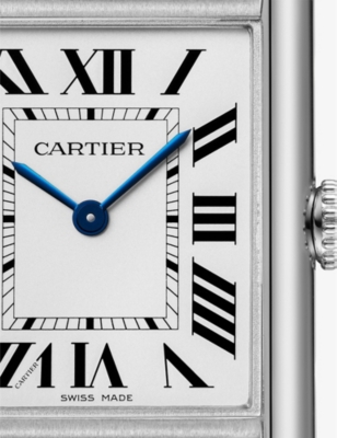 Shop Cartier Crwsta0090 Tank Must Large Stainless-steel And Leather Quartz Watch