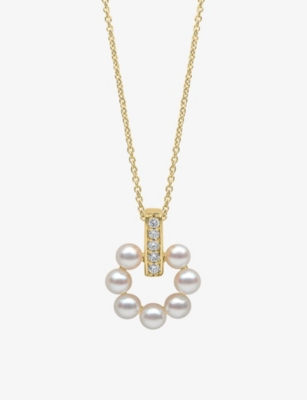 Yoko London Womens Yellow Gold Eclipse 18ct Yellow-gold, 0.09ct Brilliant-cut Diamond And Akoya Pearl Pendant Ne