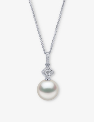 Yoko London Womens White Gold Starlight 18ct White-gold, South Sea-pearl Brilliant Round-cut 0.22ct Diamond Pend