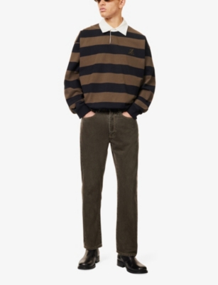 AGOLDE MENS AGOLDE X RSVP GALLERY STRIPE-PRINT LONG-SLEEVE COTTON RUGBY SHIRT 