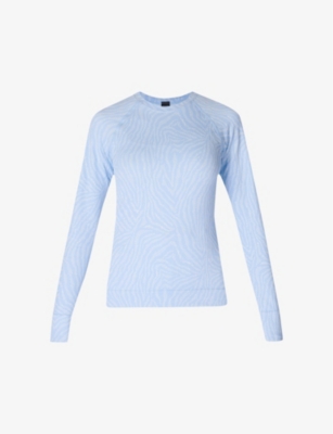 SWEATY BETTY WOMENS SWEATY BETTY ANIMAL CREW-NECK BASE LAYER STRETCH-WOVEN TOP 