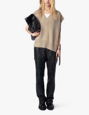 Zadig & Voltaire Womens Oatmeal Maddy Sleeveless Cashmere Jumper In Oatmeal