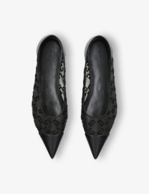 GIVENCHY WOMENS BLACK BALLERINA 4G MESH FLATS