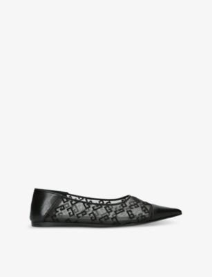 GIVENCHY WOMENS BLACK BALLERINA 4G MESH FLATS