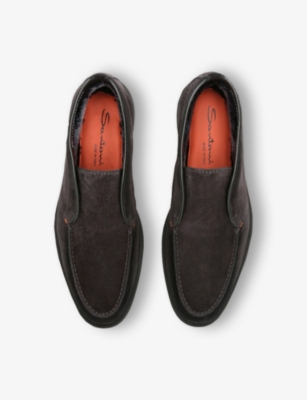 SANTONI: Detroit chunky-sole suede loafers
