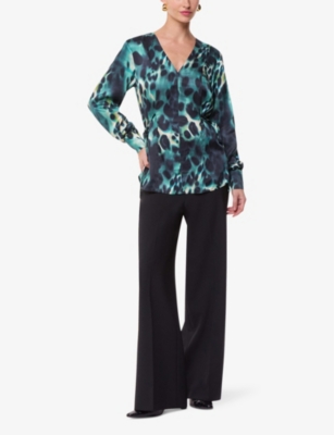 WHISTLES: Misty Leopard V-neck woven blouse