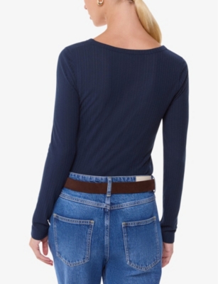 V-neck ribbed jersey top