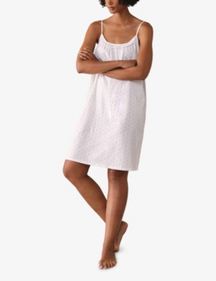 The White Company S Ivory Daisy-dot Sleeveless Pima-cotton Pyjamas Xs In White