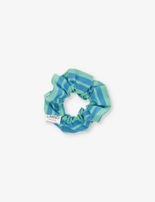 Lmnd Womens Striped-pattern Cotton Scrunchie Mystic Green In Mystic Green