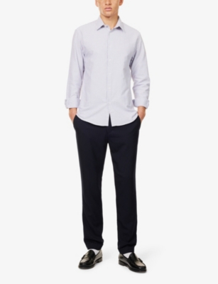 SUNSPEL: Stripe-pattern spread-collar cotton shirt
