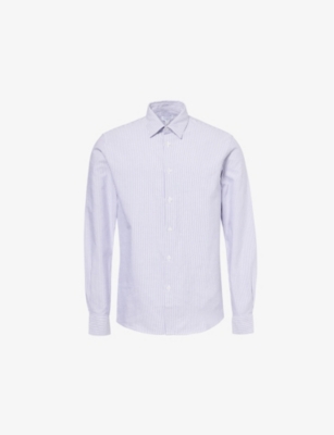 SUNSPEL: Stripe-pattern spread-collar cotton shirt