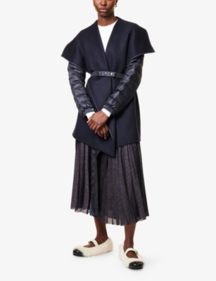 Wide-Collar Brushed Wool-Blend Cape