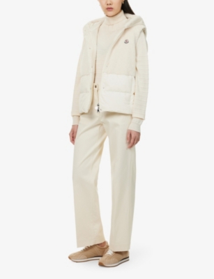 Shop Moncler Womens Cream Teddy-contrast Padded Shell Gilet