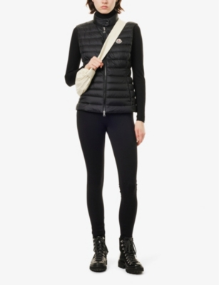Moncler Quilted Black Vest With High Collar And Fitted Silhouette In Black