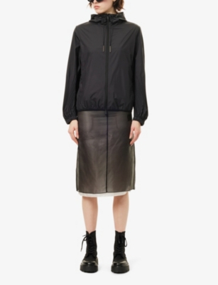 Shop Moncler Womens Black Panat Pleated-sleeves Relaxed-fit Woven Jacket