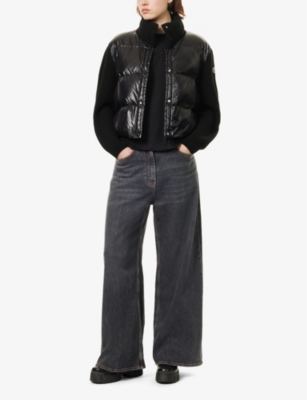 Moncler Padded Wool Cardigan In Black