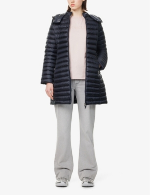 Moncler Womens  Ige Long Shell-down Jacket In Navy