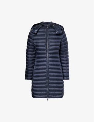 Moncler Womens  Ige Long Shell-down Jacket In Navy