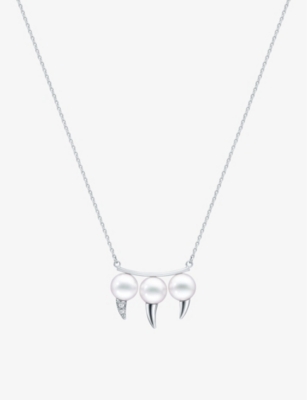 Tasaki 18kt White Gold Collection Line Fang Pearl Necklace In 18k White Gold