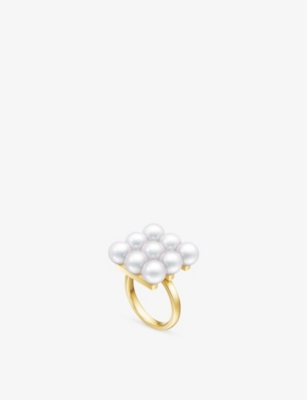 Tasaki Womens 18k Yellow Gold Balance Build 18ct Yellow-gold, Diamond And Akoya-pearl Ring