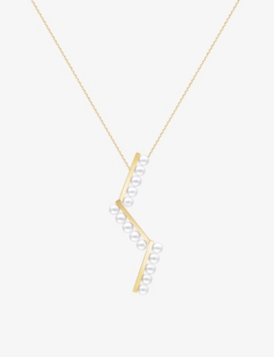 Tasaki 18k Yellow Gold Balance Arm 18ct Yellow-gold And Akoya-pearl Pendant Necklac