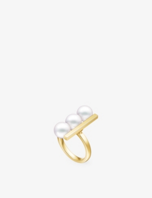 Tasaki Womens 18k Yellow Gold Balance Plus Neo 18ct Yellow-gold And Akoya-pearl Ring