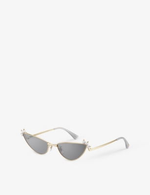 Tasaki Womens Grey Ti Gold Plated Danger Neo Cat-eye-frame Pearl, Gold-plated Titanium And Acetate Sunglass