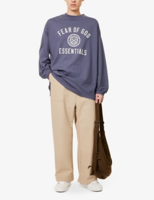 FEAR OF GOD ESSENTIALS: Long-sleeve brand-print cotton-jersey T-shirt