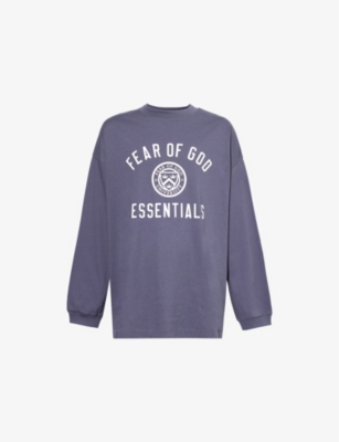 FEAR OF GOD ESSENTIALS: Long-sleeve brand-print cotton-jersey T-shirt