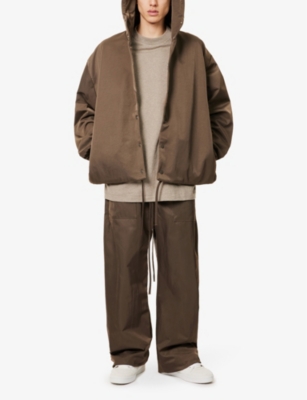 FEAR OF GOD ESSENTIALS: Text-Print Brand-Patch Relaxed Nylon Jacket