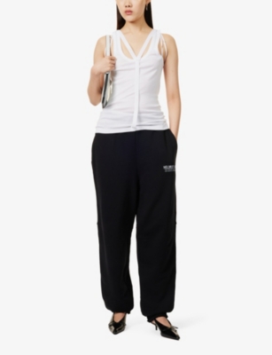 HELMUT LANG: Strap Racer scoop-neck cotton-blend top
