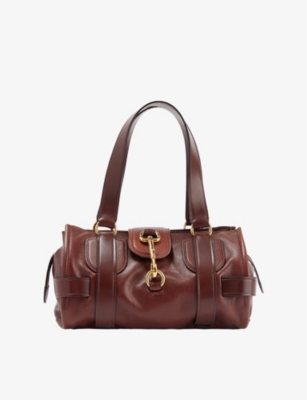 Chloé Womens Dark Ebony Kerala Clasp-closure Leather Shoulder Bag In Dark Ebony