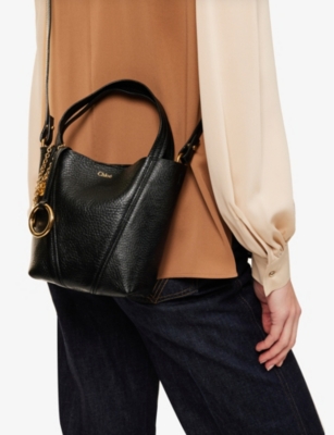 Chloé Spin Calf Leather Shoulder Bag In Black