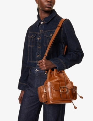 Chloé Womens Clay Brown Camera Leather Bucket Bag In Clay Brown