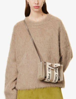 Chloé Womens Shiny Grey Woody Mini Linen Tote Bag In Shiny Grey