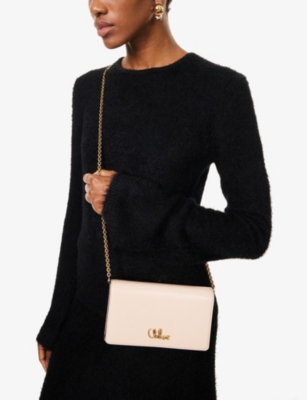 CHLOÉ WOMENS CEMENT PINK ICONIC LEATHER WALLET ON CHAIN 