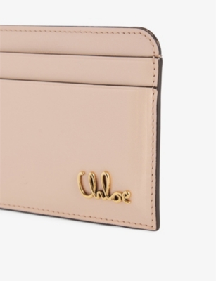Shop Chloé Womens Cement Pink Iconic Leather Card Holder