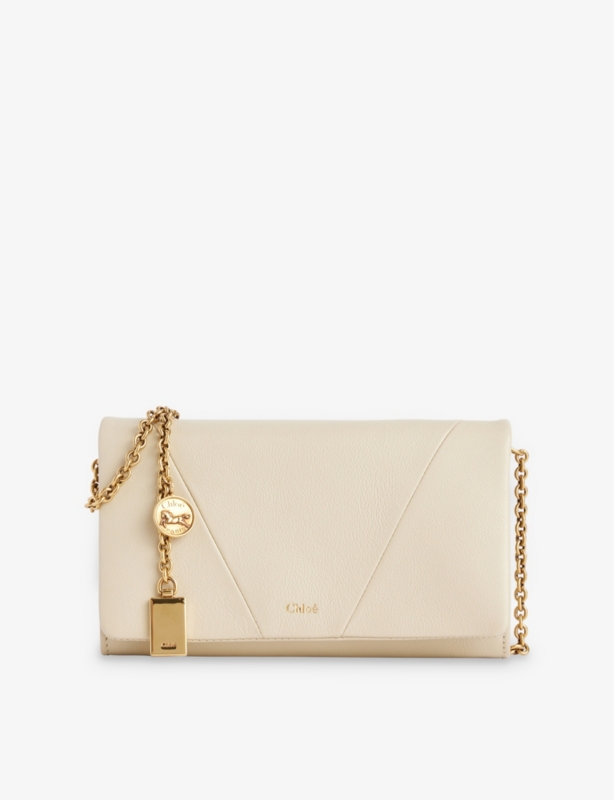 Spin Logo-Plaque Leather Chain Wallet
