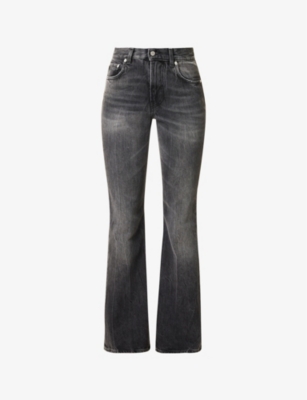 Shop Haikure Womens Spider Black Flora Flared-leg Denim Jeans