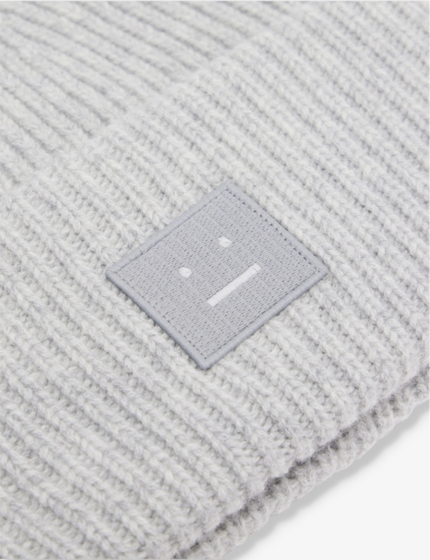 Faces wool-knit beanie hat