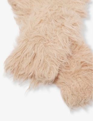 ACNE STUDIOS WOMENS BEIGE FLUFFY OPERA-LENGTH FAUX-FUR MITTENS 