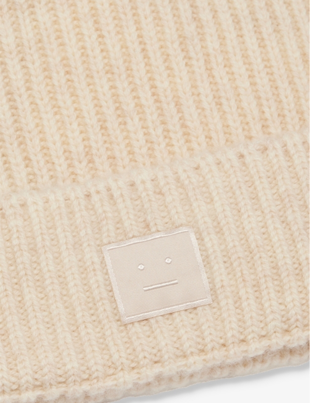 Brand-patch ribbed wool-blend beanie