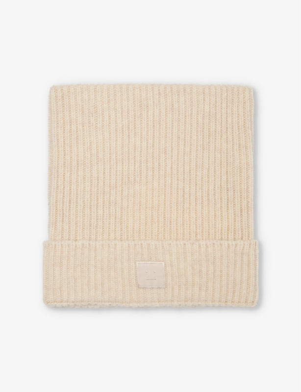 Brand-patch ribbed wool-blend beanie