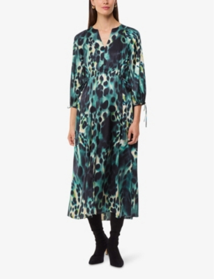 Whistles Womens Misty Leopard-print Woven Midi Dress Multi-coloured In Multi-coloured