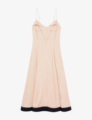 Reiss Womens Neutral Virginia Corset-bodice Stretch-woven Midi Dress In Neutral