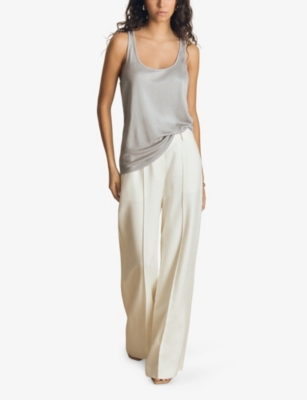 Reiss Womens  X Atelier Branden Scoop-neck Woven Vest Top Silver In Silver