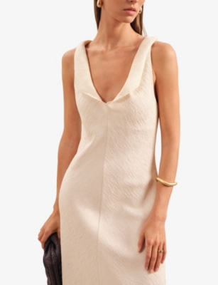Kiera Drape-Neck Woven Midi Dress