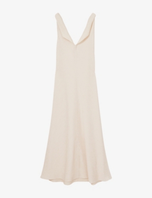 REISS: Kiera Drape-Neck Woven Midi Dress