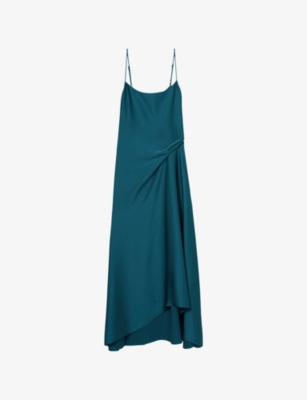 REISS: Zoey Square-Neck Satin Midi Dress